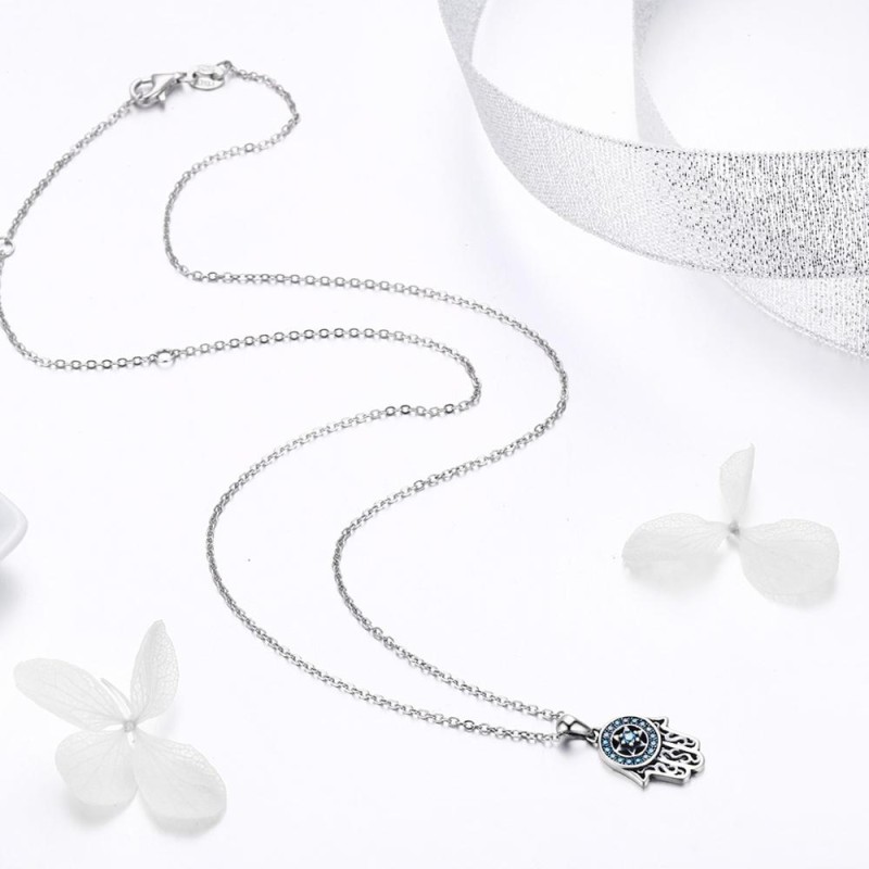 925 Sterling Silver Pendant Necklace Manufacturer - Vintage Boho Zircon Fatima Hamsa Hand