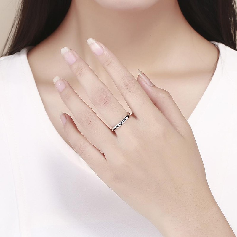 925 Sterling Silver Ring Supplier - Italy Simple Paw Print Dog Cat Footprints Daily