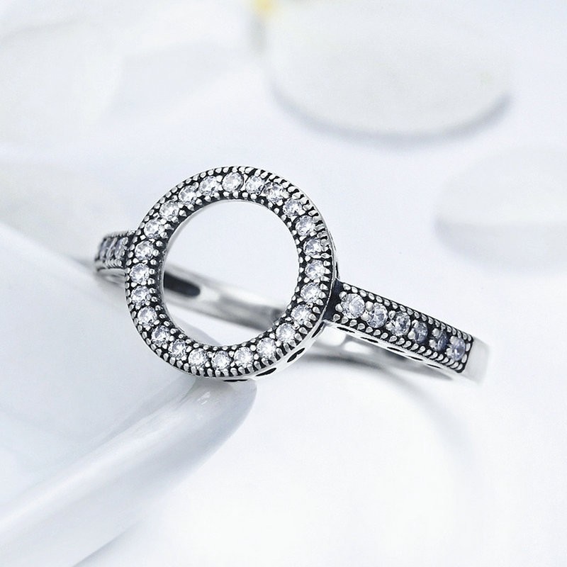 925 Sterling Silver Ring Manufacturer - Eternity Love Genuine Black CZ Hollow Circle