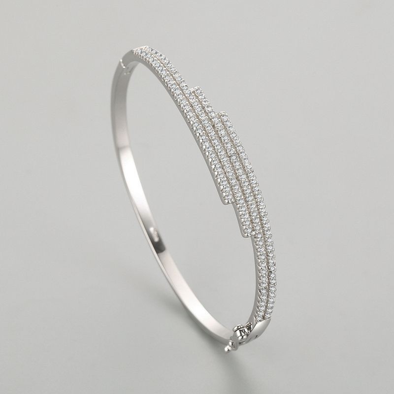 925 Sterling Silver Bangle Bracelet Supplier - Luxury Cubic Zircon Fine Jewelry Women