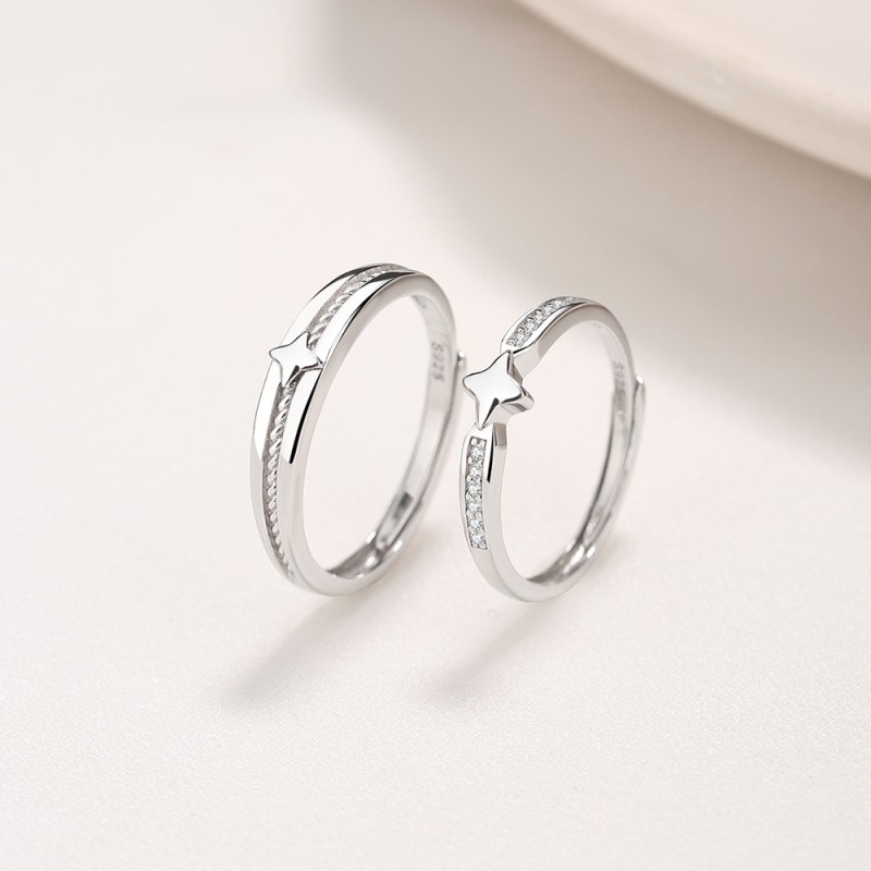 Sterling Silver Couple Rings Factory - Platinum Color Lovers Men Women Fashion Jewelry