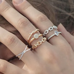 925 Sterling Silver Zircon Rings Manufacturer - Luxury Geometric Layer Engagement Crystal