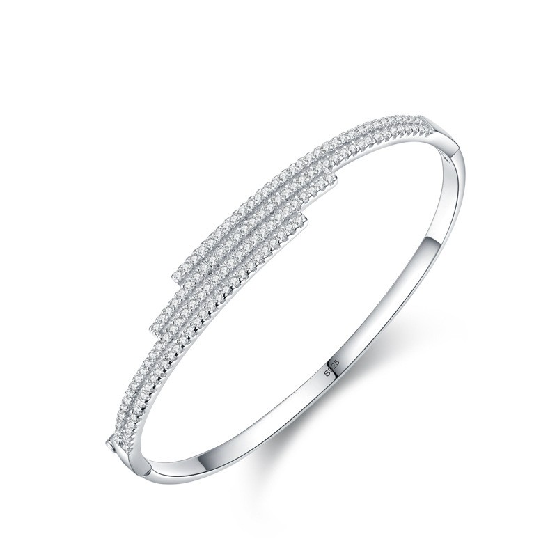 925 Sterling Silver Bangle Bracelet Supplier - Luxury Cubic Zircon Fine Jewelry Women