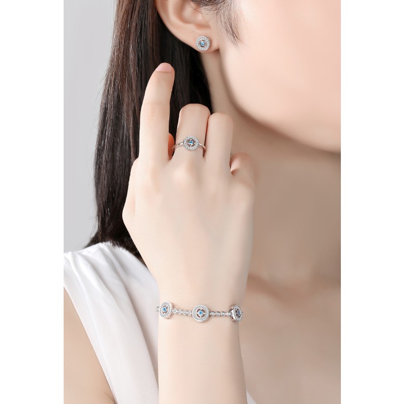 925 Sterling Silver Jewelry Set Manufacturer - Luxury Lucky Blue Zircon Evil Eye Tennis