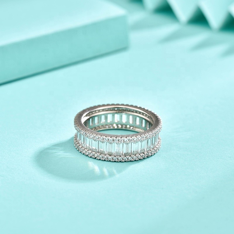 925 Sterling Silver Eternity Rings Manufacturer - Baguette Stackable Gear Wheel CZ