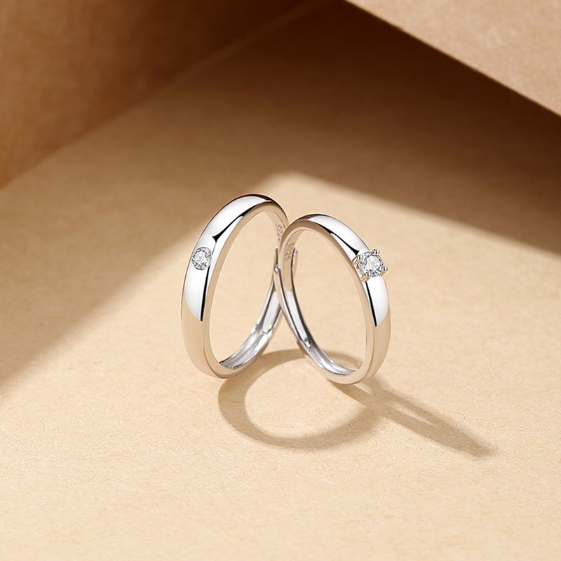 Silver Color Pair Rings Factory - Adjustable Couple Engagement Wedding Gift Wholesale