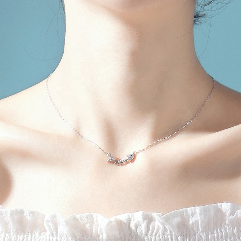 925 Sterling Silver Pendant Necklace Supplier - Original Design Fishbone Ocean Summer