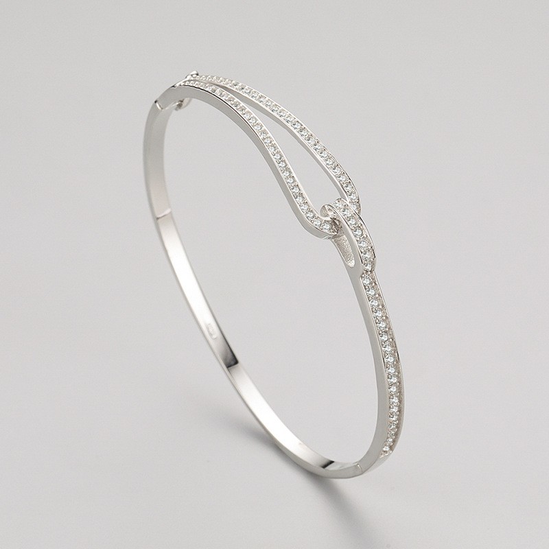 925 Sterling Silver Bracelet Supplier - Irregular Geometric Dazzling Clear Zircon