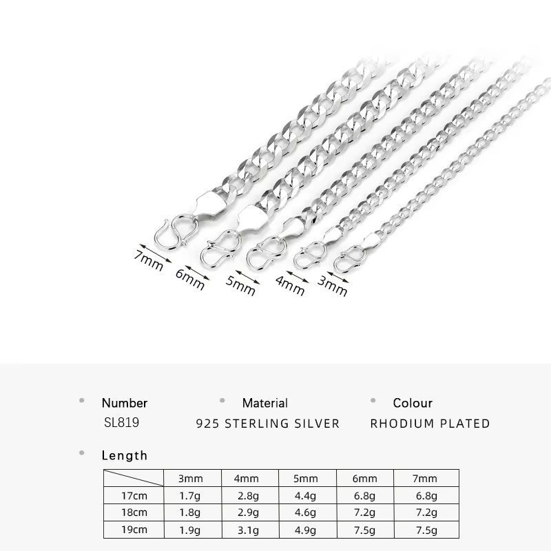 925 Sterling Silver Bracelet Supplier - 3-7mm Custom Dragon Bone Chopin Cuban Link