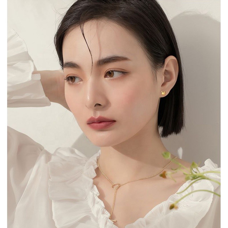 925 Sterling Silver Stud Earrings Manufacturer - Minimalist Teddy Bear Safety Screw Back