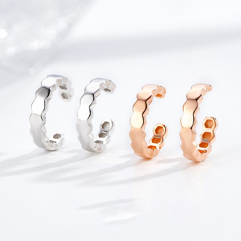 C Shaped Stud Earrings Factory - Honeycomb Religious Trendy Fashion Women Jewelry