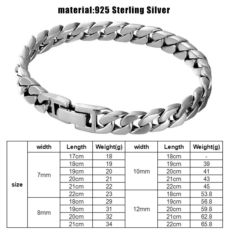 925 Sterling Silver Cuban Bracelet Manufacturer - 7-12mm Vintage Thai Silver Hip Hop