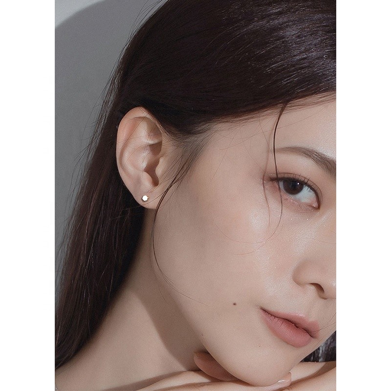 925 Sterling Silver Earrings Supplier - Gauges Screw Flat Back Disc Stud Tunnel Punk