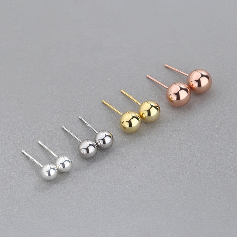 925 Sterling Silver Stud Earrings Manufacturer - Mini Bead Ball Hypoallergenic Fine Jewelry