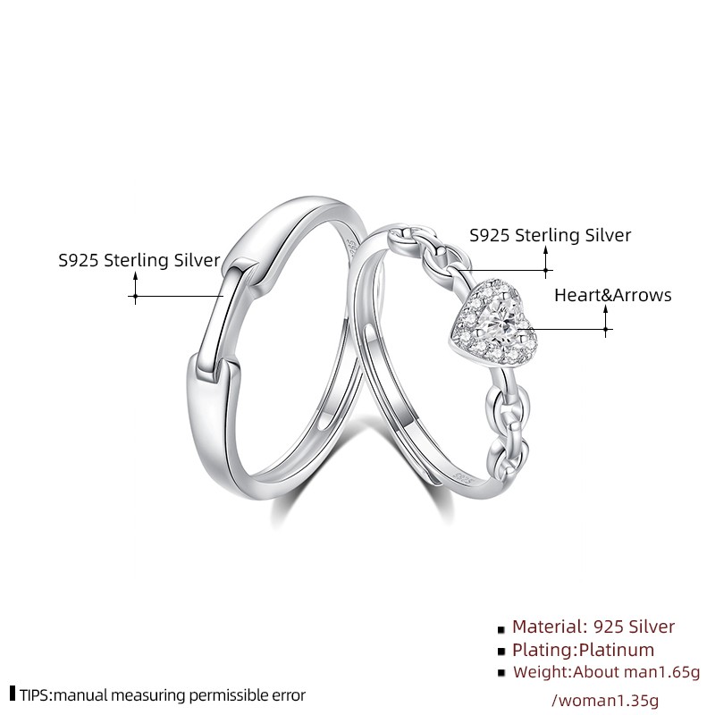 925 Sterling Silver Heart Rings Supplier - Free Size Non-Tarnishing Adjustable Wedding