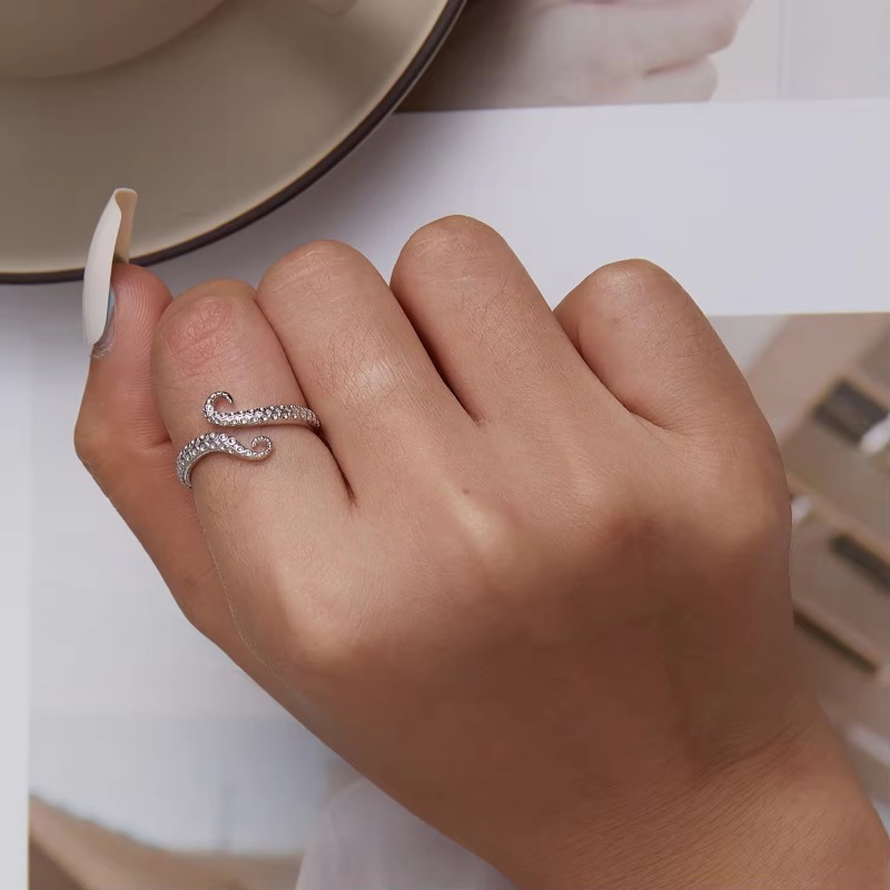 925 Sterling Silver Ring Supplier - Summer Ocean Cute Octopus Zircon Wedding Party