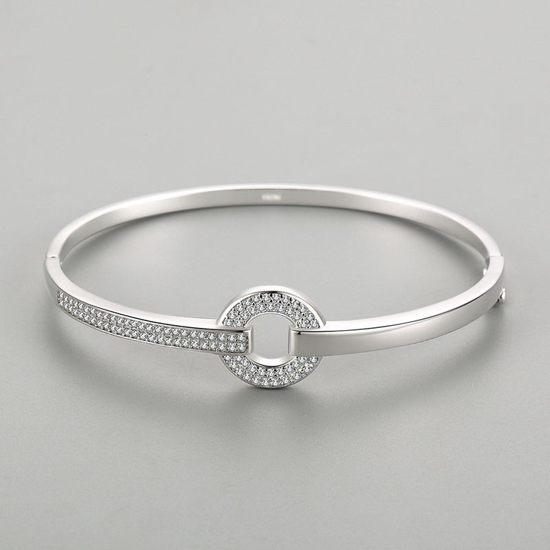 925 Sterling Silver Finger Bracelets Supplier - Simple Round Clear CZ Wedding Accessories
