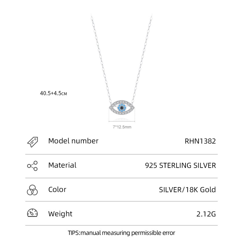 925 Sterling Silver Evil Eye Necklace Manufacturer - Pave Zircon Diamond Lucky Pendant