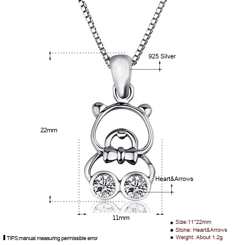 925 Sterling Silver Pendant Factory - Cartoon Zircon CZ Cute Little Bear Teenagers