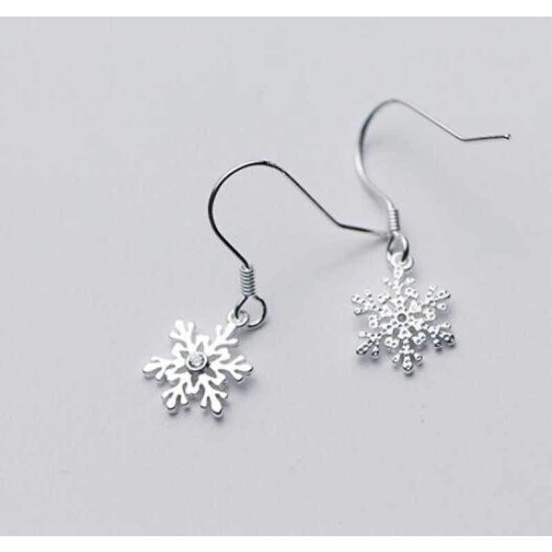 925 Sterling Silver Earrings Supplier - Snowflake Christmas Cubic Zirconia CZ Crystal