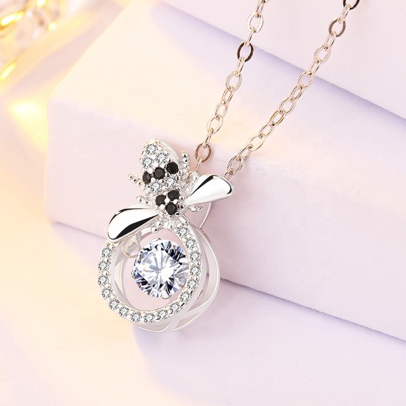 925 Sterling Silver Pendant Supplier - Dancing Cubic Zirconia Honeybee Fine Jewelry