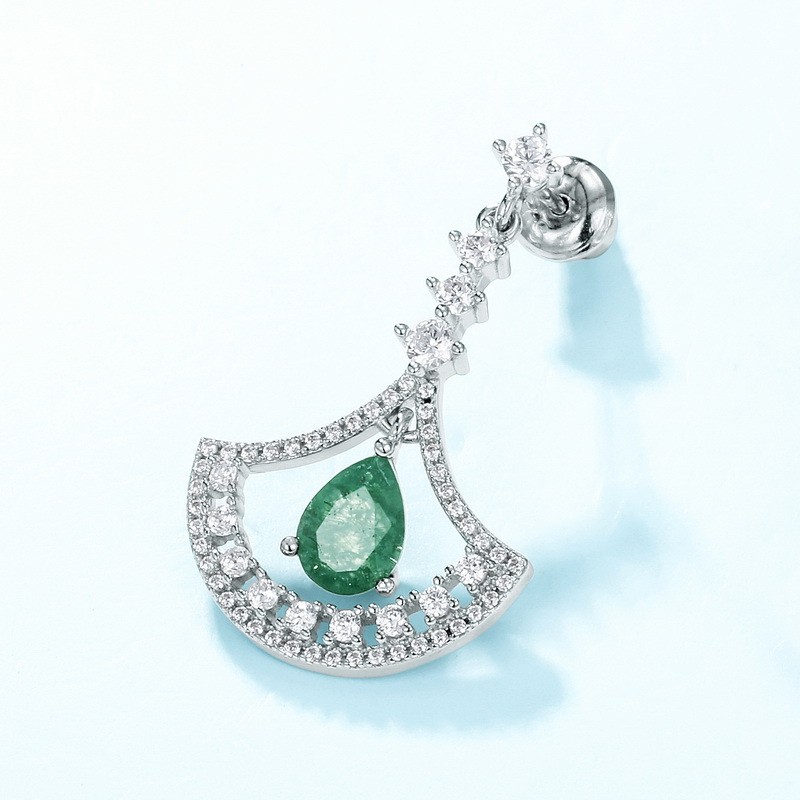 Rhinestone Earrings Supplier - Water Drop Fan-shaped Moss Agate Crystal Wedding