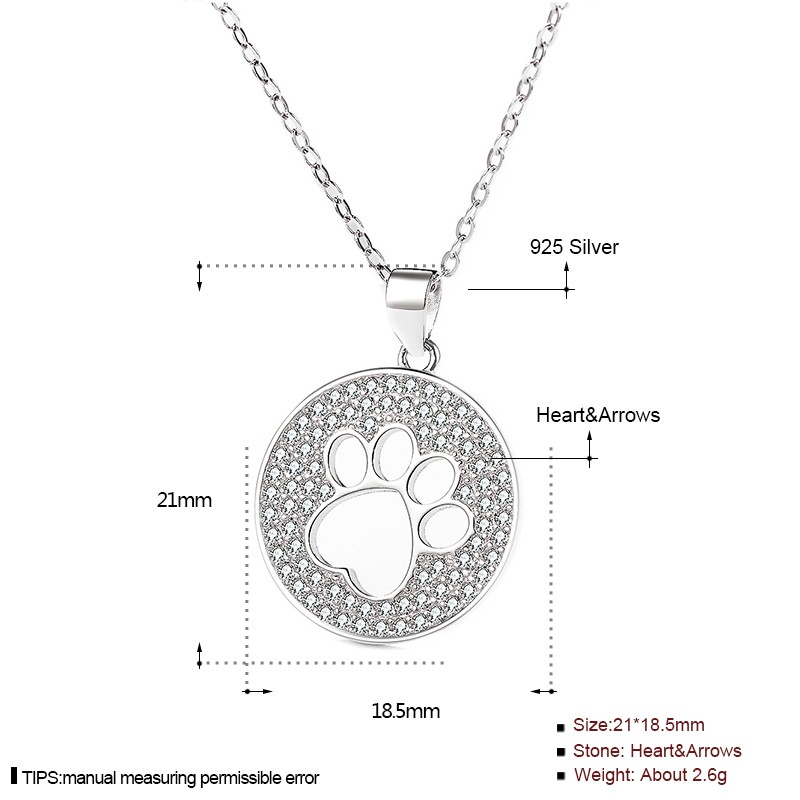 925 Sterling Silver Pendant Manufacturer - Dog Paw Charm Hollow Circle Rhodium Plating