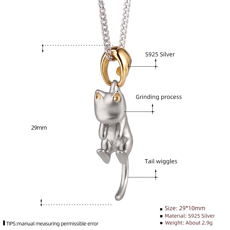 Silver Cat Pendant Supplier - Lovely Cat Platinum Plating Gift for Girls