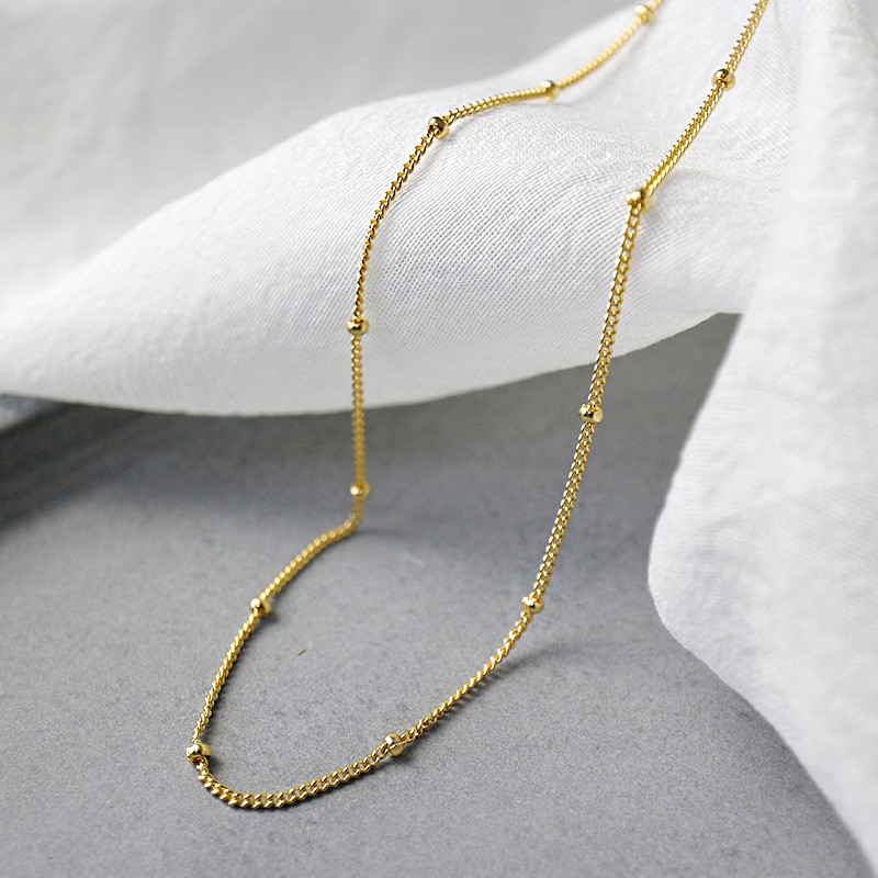 925 Sterling Silver Choker Necklace Supplier - Minimalist 18K Gold Rhodium Plated Beads