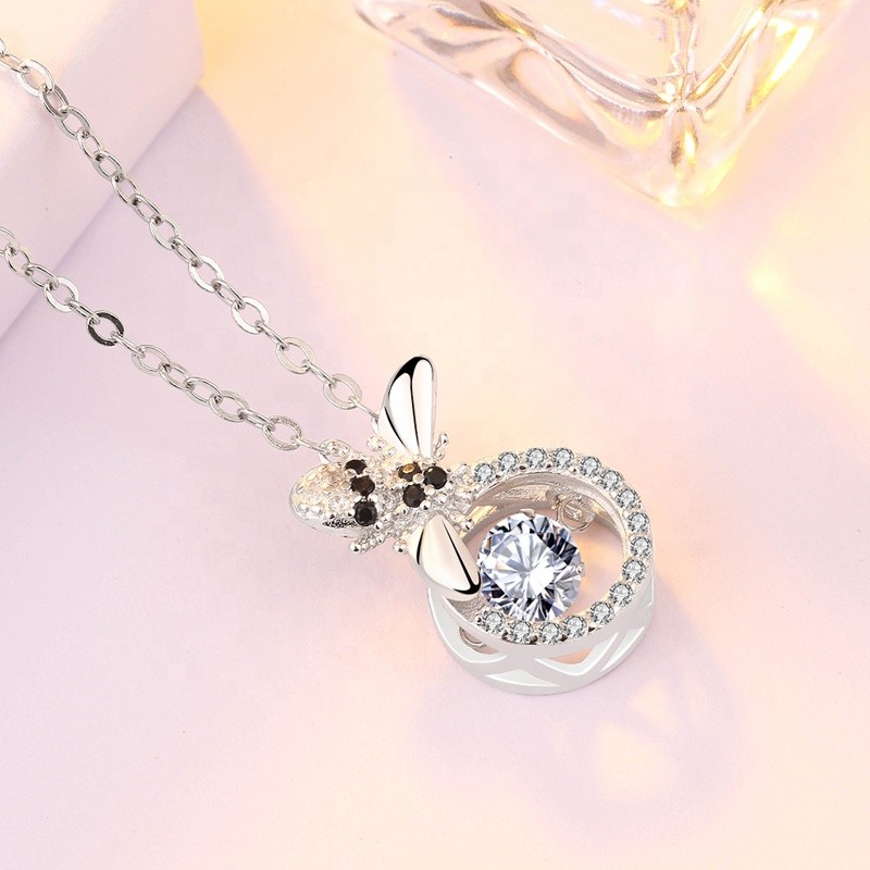 925 Sterling Silver Pendant Supplier - Dancing Cubic Zirconia Honeybee Fine Jewelry