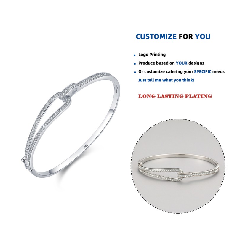 925 Sterling Silver Bracelet Supplier - Irregular Geometric Dazzling Clear Zircon