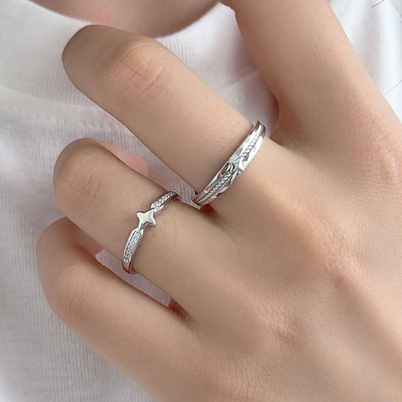 Sterling Silver Couple Rings Factory - Platinum Color Lovers Men Women Fashion Jewelry