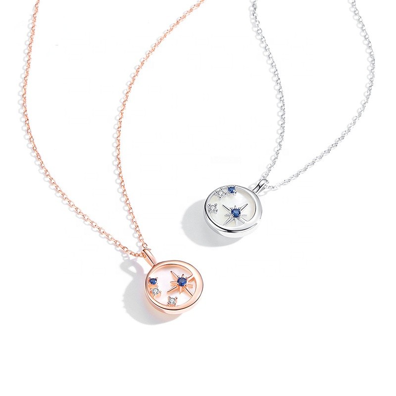 925 Sterling Silver Necklace Supplier - Rose Gold Round Shell Evening Star Shape