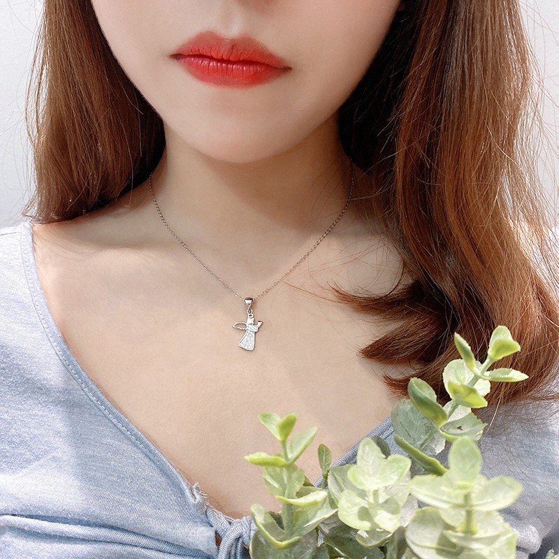 S925 Sterling Silver Pendant Necklace Factory - Micro Inlay Little Angel Zircon Wedding