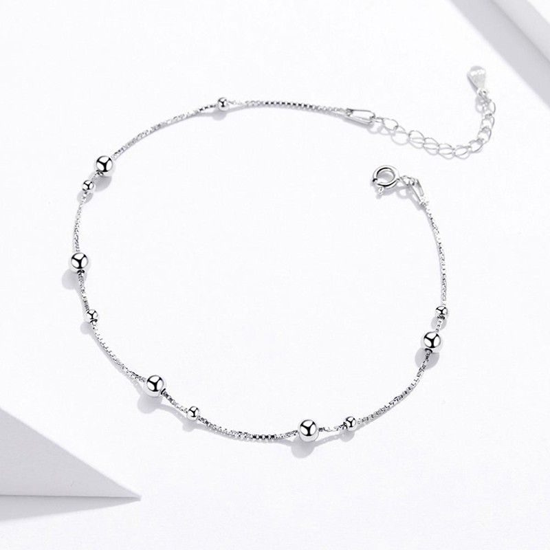 925 Sterling Silver Anklet Factory - Summer Beach Beads Stylish Foot Ornaments Women