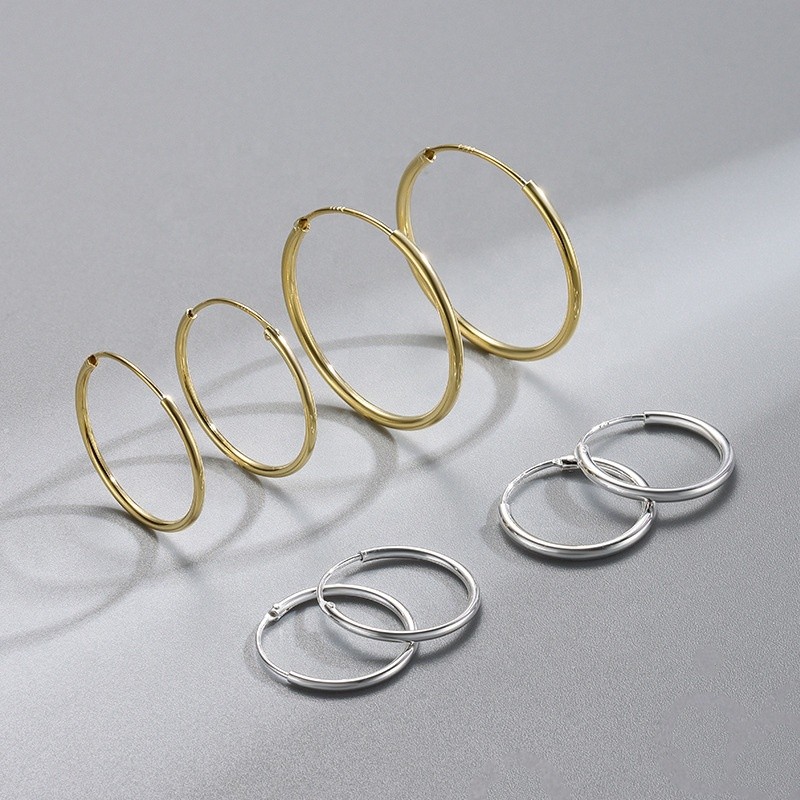 925 Sterling Silver Hoop Earrings Manufacturer - Hip Hop Big Hoop 18k Gold Plated