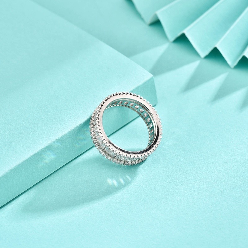 925 Sterling Silver Eternity Rings Manufacturer - Baguette Stackable Gear Wheel CZ