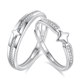 Sterling Silver Couple Rings Factory - Platinum Color Lovers Men Women Fashion Jewelry