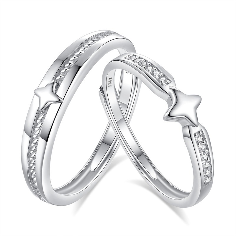 Sterling Silver Couple Rings Factory - Platinum Color Lovers Men Women Fashion Jewelry