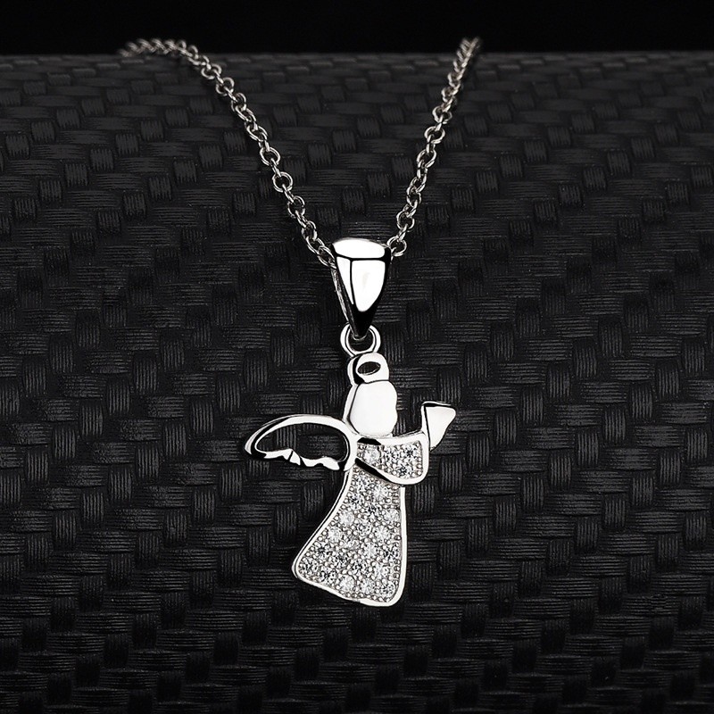 S925 Sterling Silver Pendant Necklace Factory - Micro Inlay Little Angel Zircon Wedding