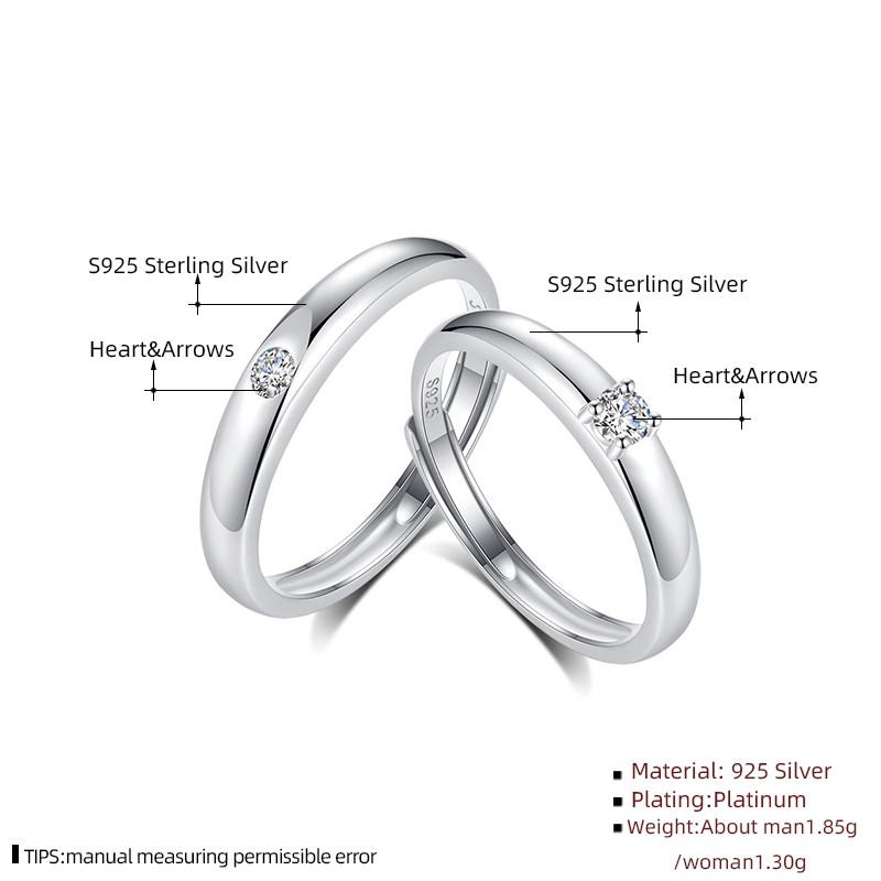 Silver Color Pair Rings Factory - Adjustable Couple Engagement Wedding Gift Wholesale