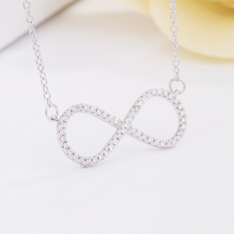 925 Sterling Silver Pendant Necklace Manufacturer - Pave Zircon Forever Love Infinity