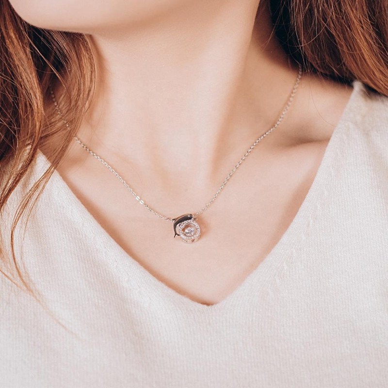 925 Sterling Silver Pendant Manufacturer - Bright Ocean Animal Lovely Dolphin Charm