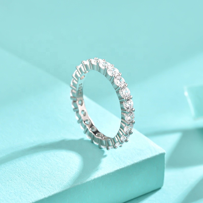 925 Sterling Silver Eternity Ring Factory - Pave 3mm Cubic Zirconia Engagement Band