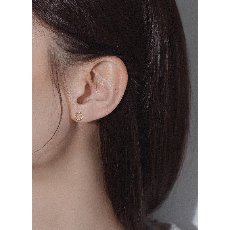 925 Sterling Silver Stud Earrings Supplier - Tiny Cartilage Heart Round Clover Flatback