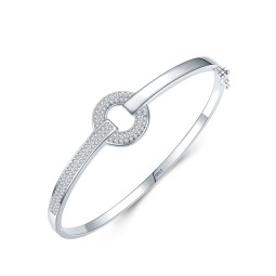 925 Sterling Silver Finger Bracelets Supplier - Simple Round Clear CZ Wedding Accessories