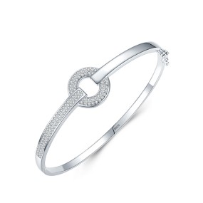 925 Sterling Silver Finger Bracelets Supplier - Simple Round Clear CZ Wedding Accessories
