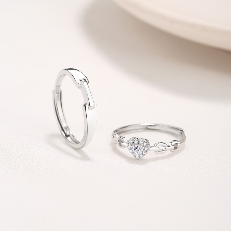 925 Sterling Silver Heart Rings Supplier - Free Size Non-Tarnishing Adjustable Wedding