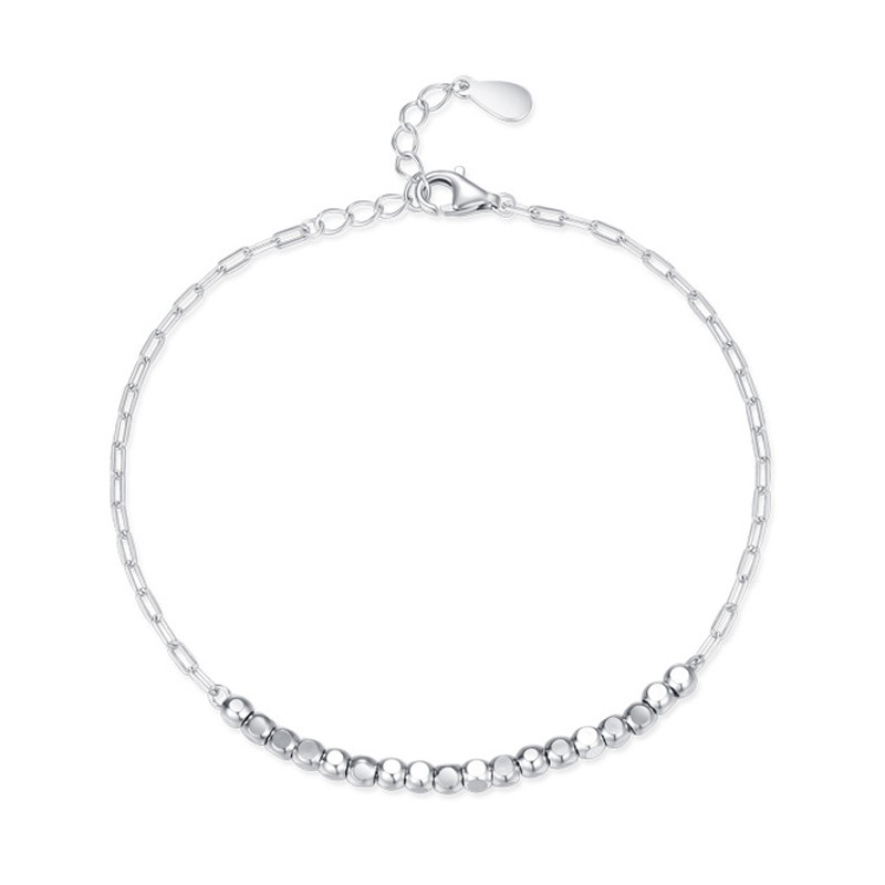 925 Sterling Silver Bracelet Factory - Light Luxury Square Bead Chain Daily Wear