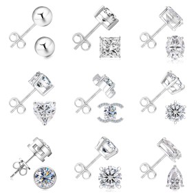 925 Sterling Silver Stud Earrings Factory - Four Six Claws Zircon Moissanite Diamond